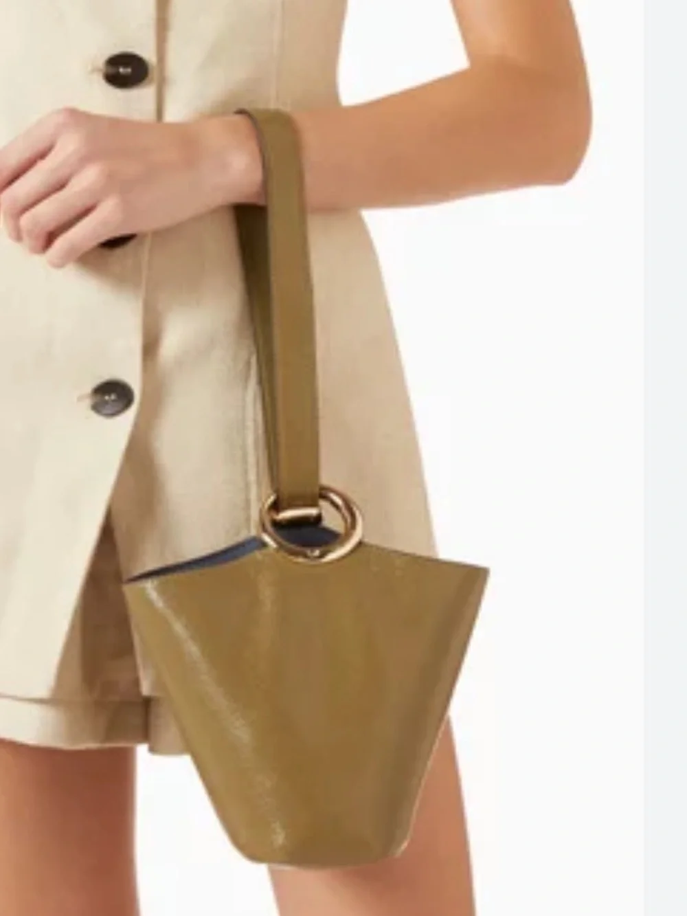 Kate Spade Halo Dried Thyme Glazed Leather Mini Bucket Bag